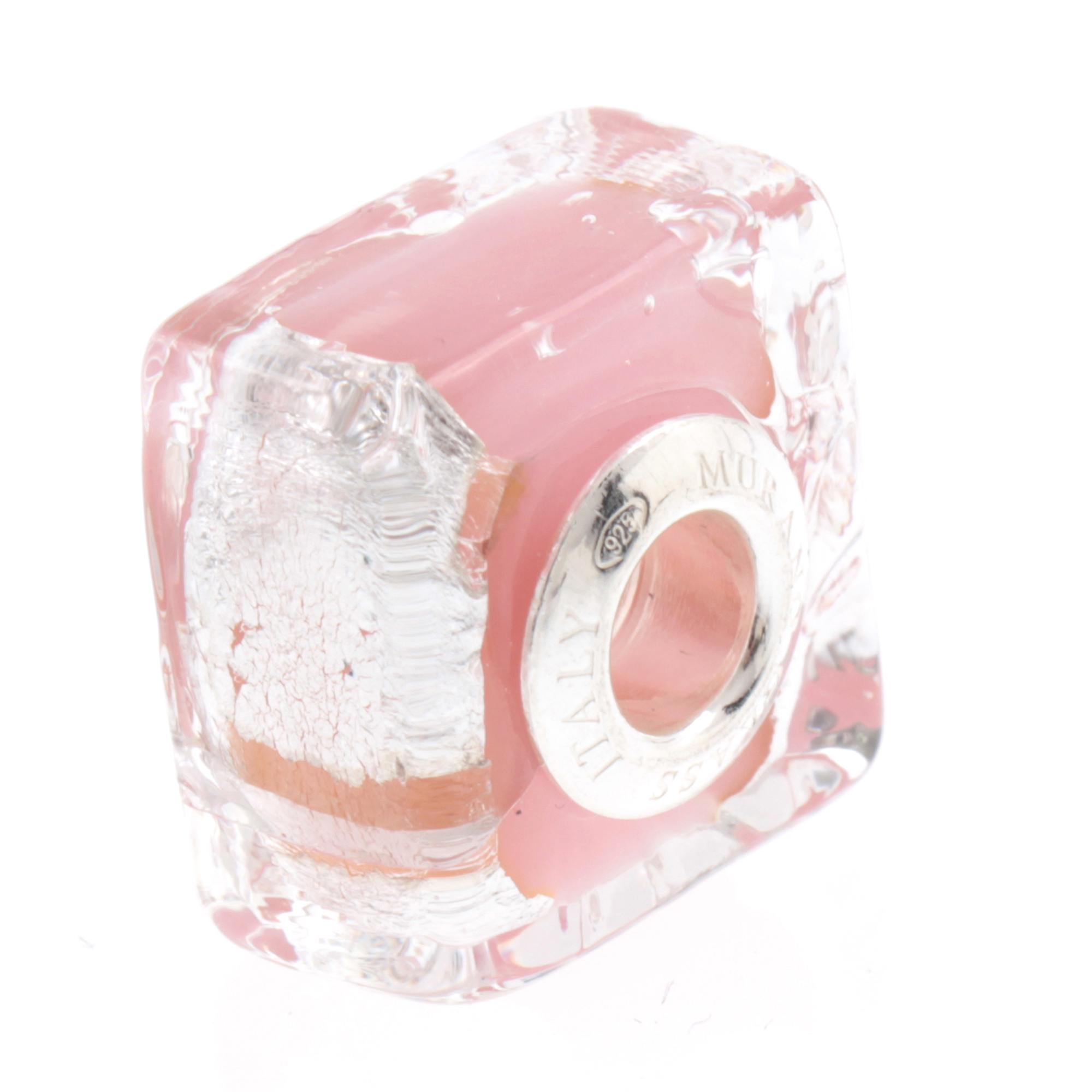 Murano Glas Bead "Quadrato" Charm-rosa