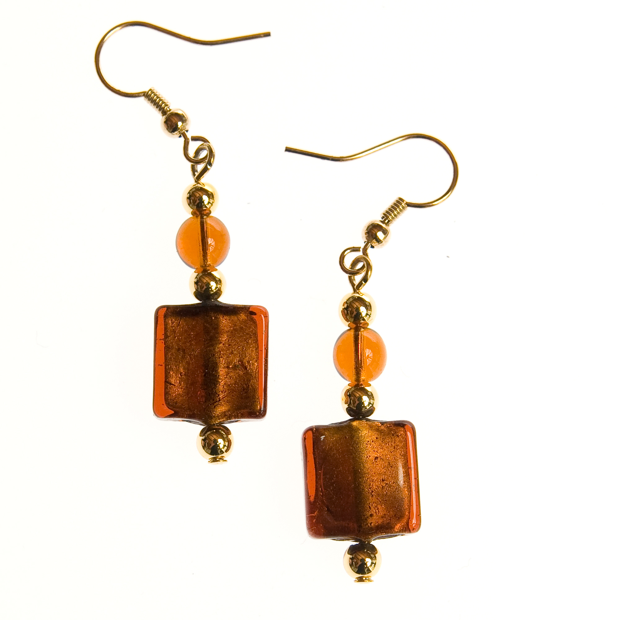 Ohrhaken "Sena" Ohrring Ohrschmuck Murano Glas-amber-gold