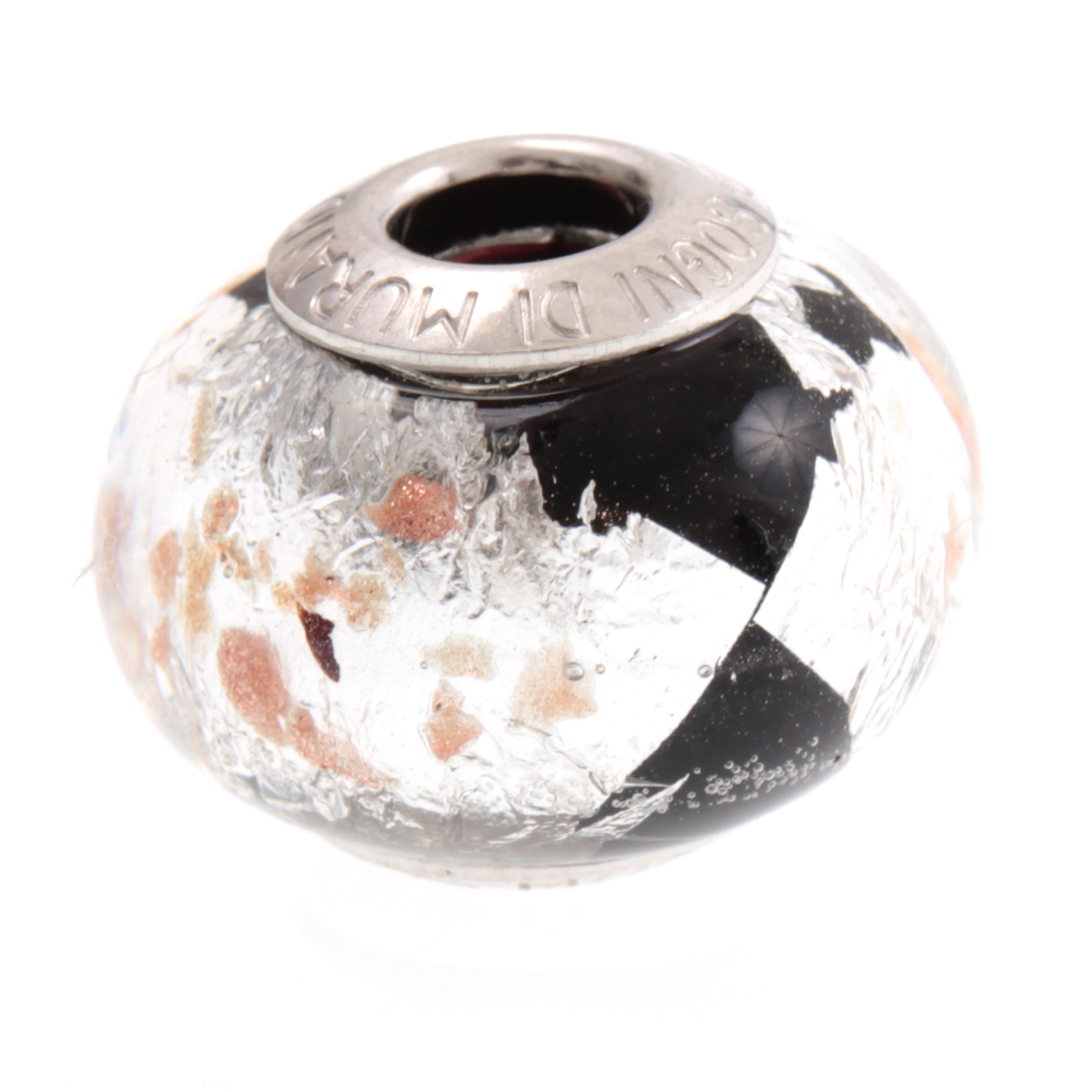 Murano Glas Bead "Ciclo II" 925 Sterling Silber Charm-schwarz-silber