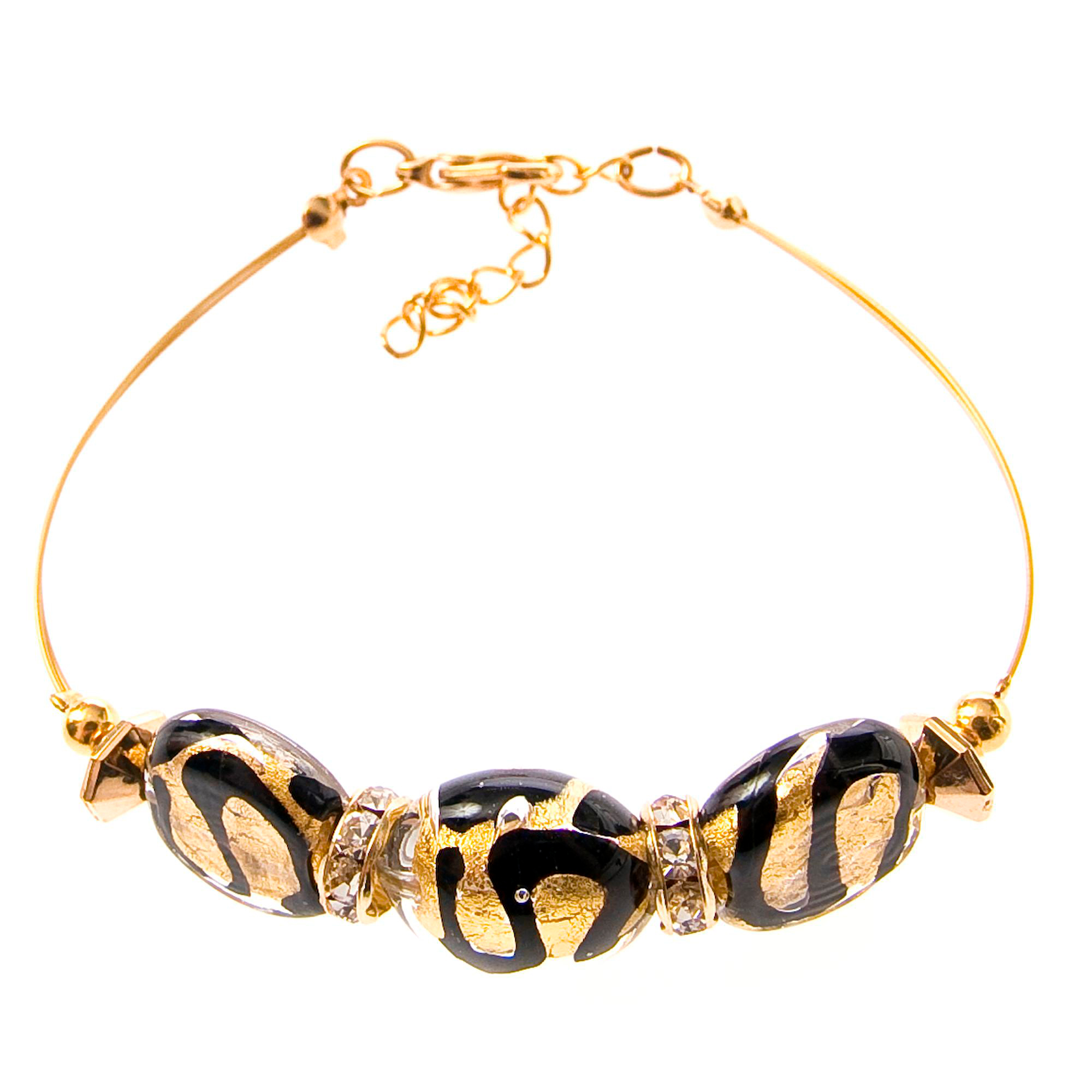 Armband "Iowa" edler Murano Glas Armschmuck -schwarz-gold