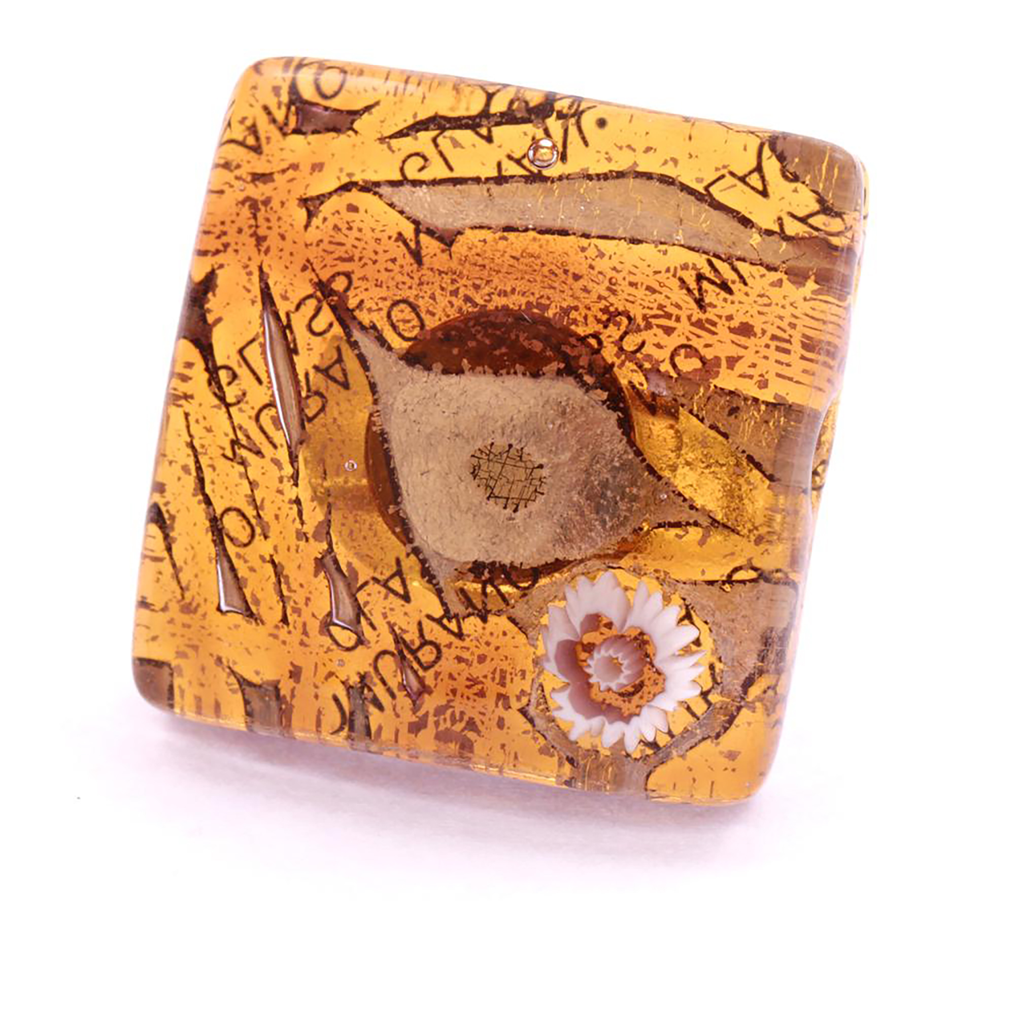 Echter Murano Glas Ring "Sogno" -amber-gold