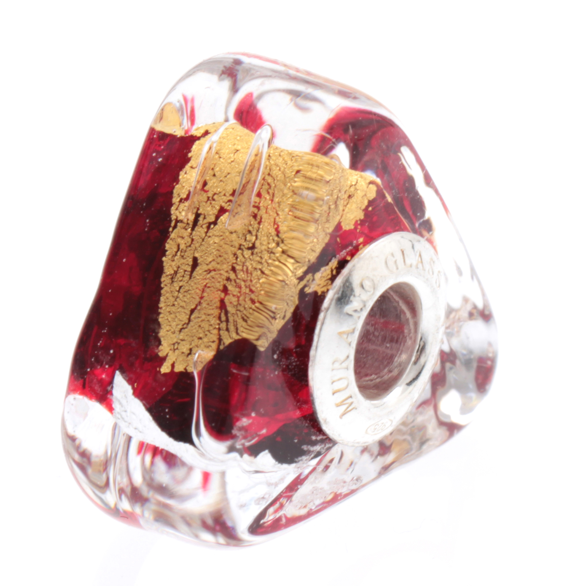 Murano Glas Bead "Triangle" Charm-rubinrot