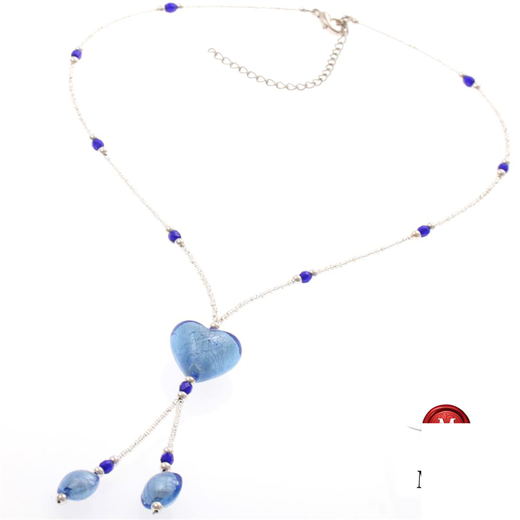 Murano Glas Collier "Stella" Halskette-blau-silber