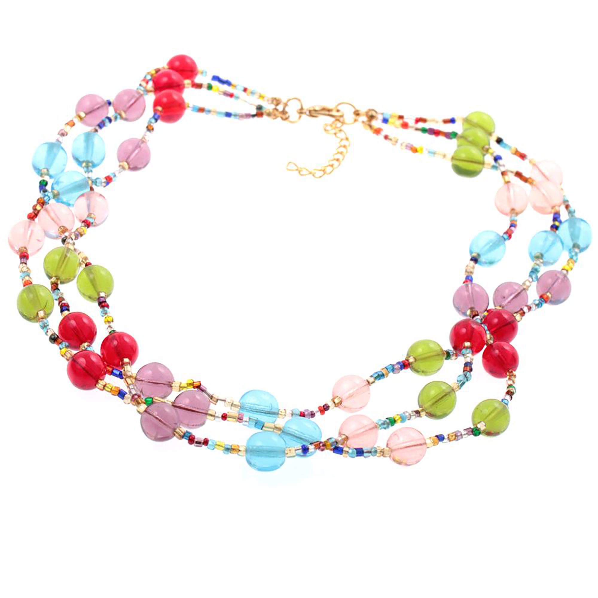 3 reihiges Murano Glas Collier "Rosalie" Halskette-bunt