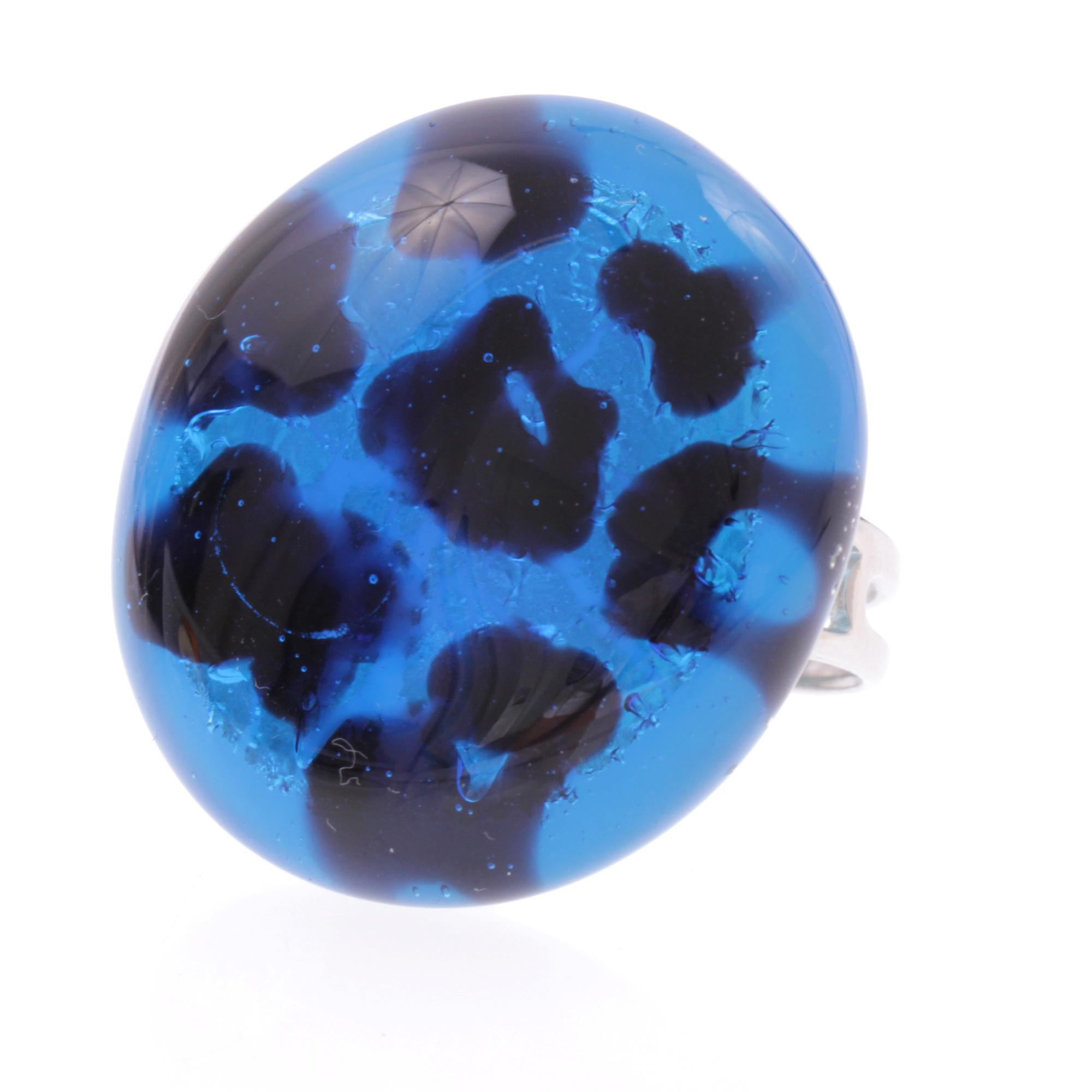 Murano Glas Ring "Vistosa" mit offener Schiene-blau