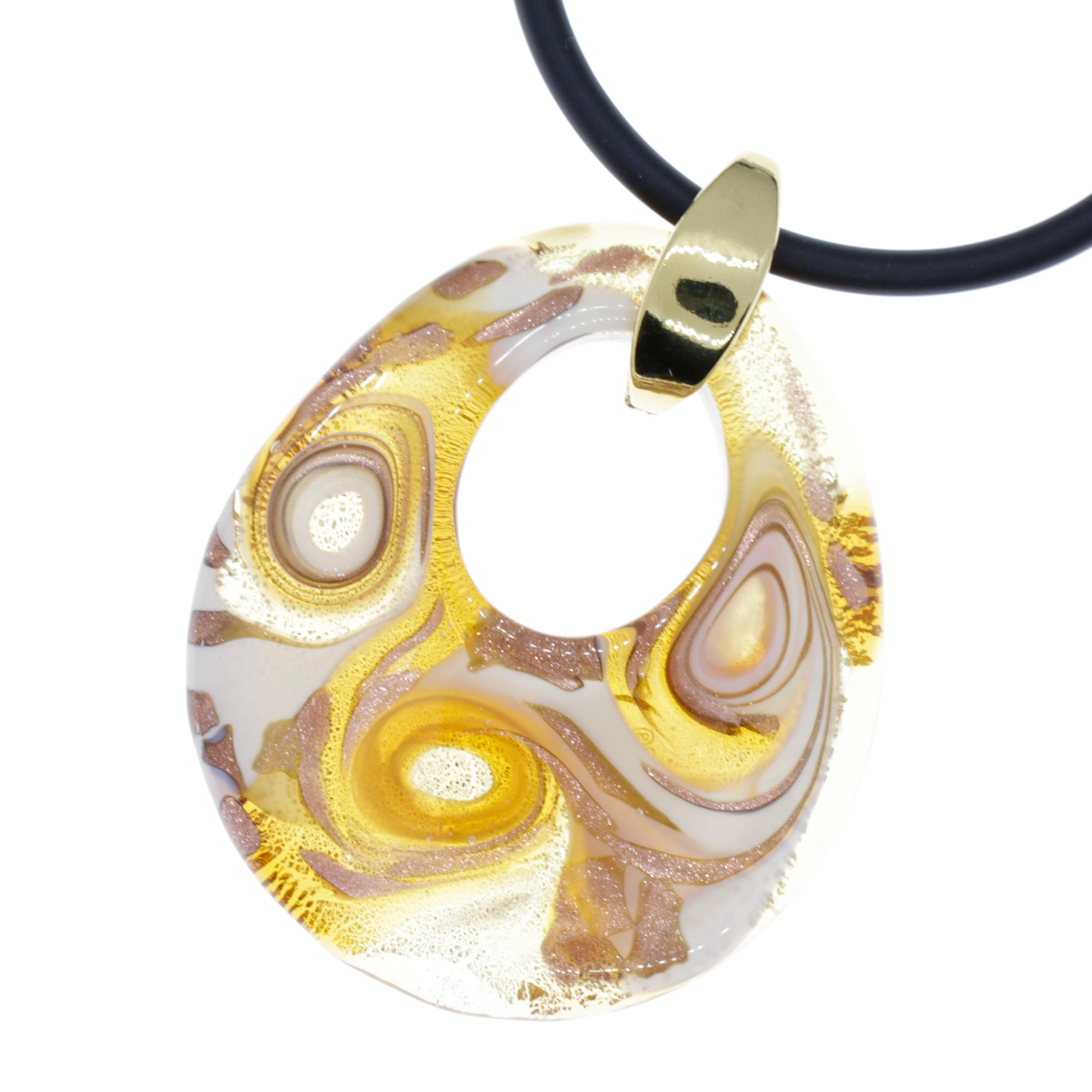  Grande Galina - Muranoglas Anhänger - amber gold