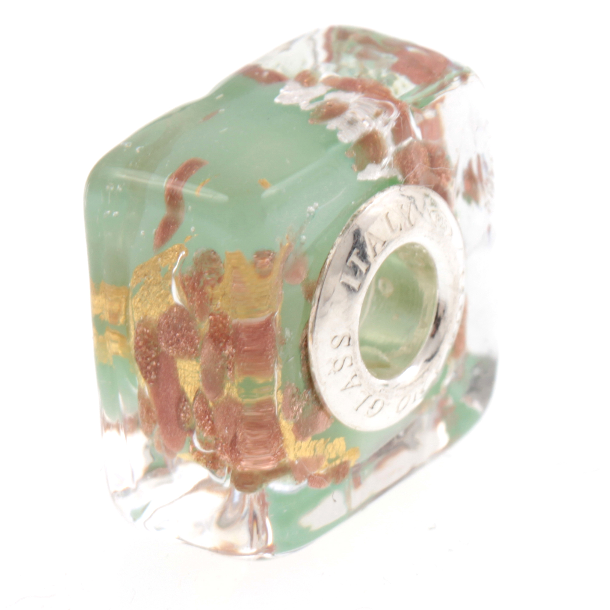 Murano Glas Bead "Quadrato" Charm-jade