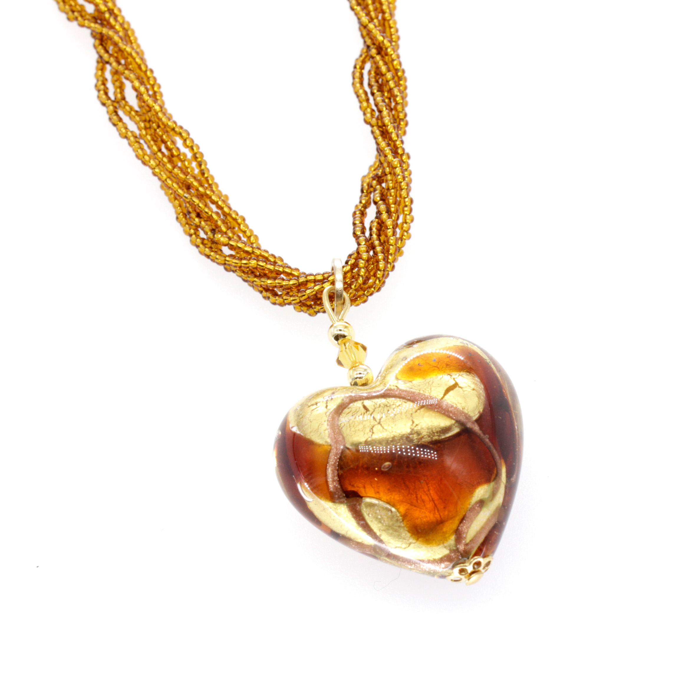 Murano Glas Collier "Burano" - amber gold