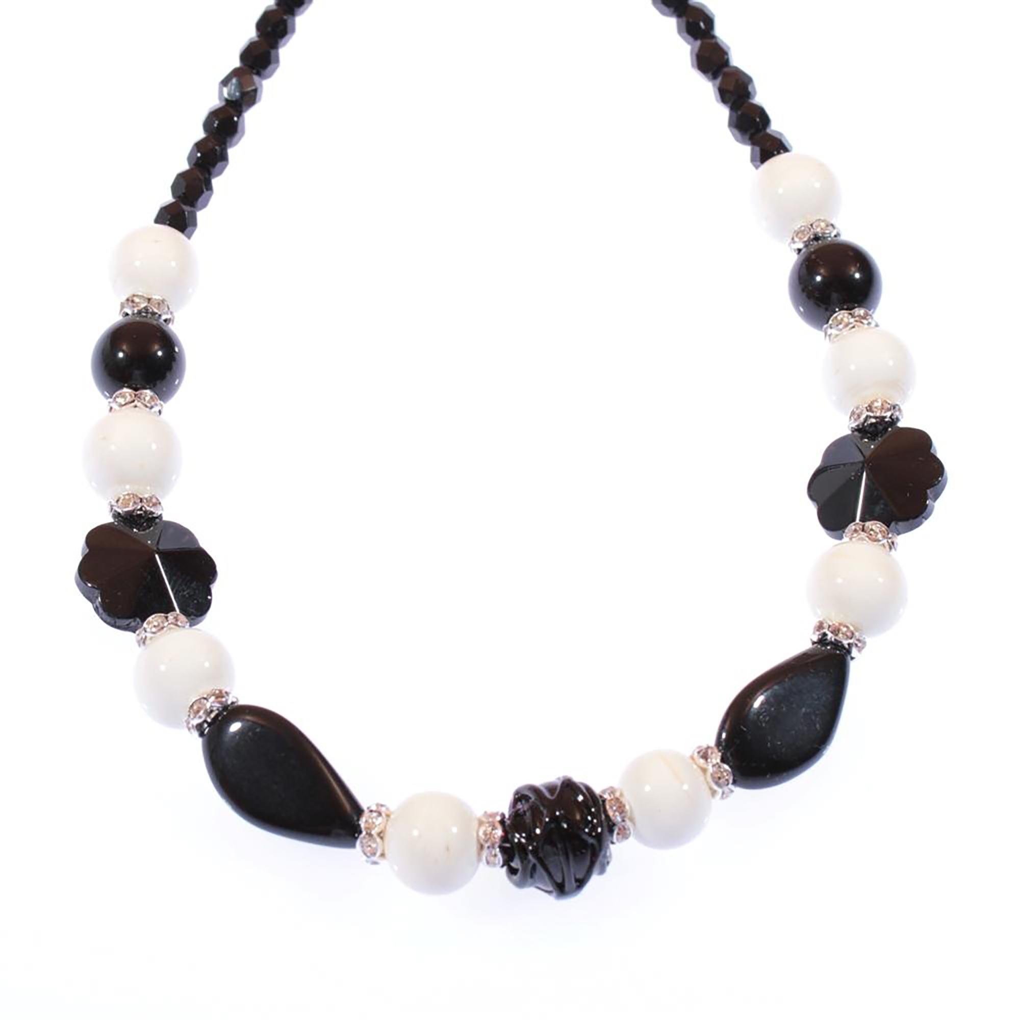 Collier Murano Glas  "Black & White"