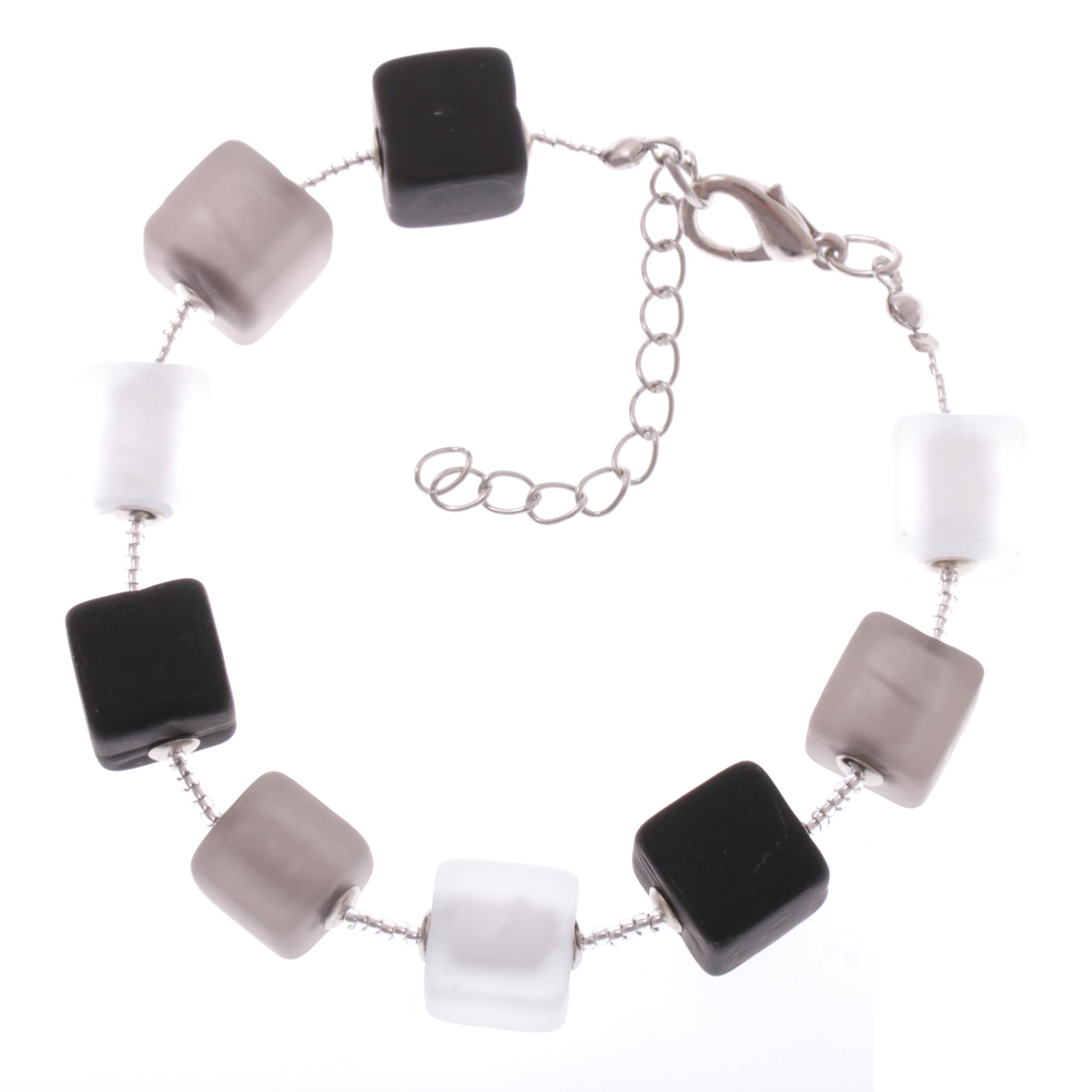 "Quadro" Murano Glas Armband-schwarz matt