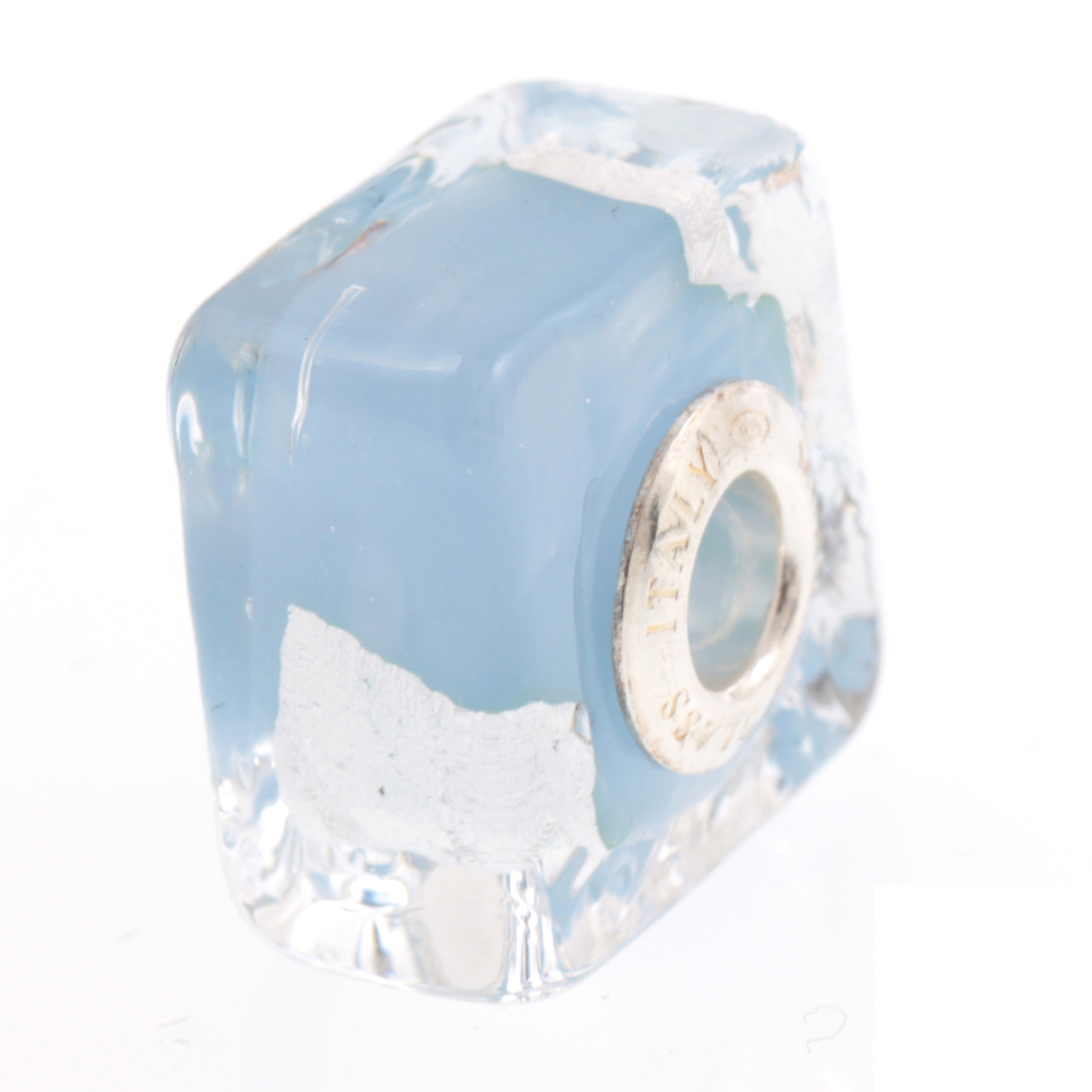 Murano Glas Bead "Quadrato" Charm-aquamarin