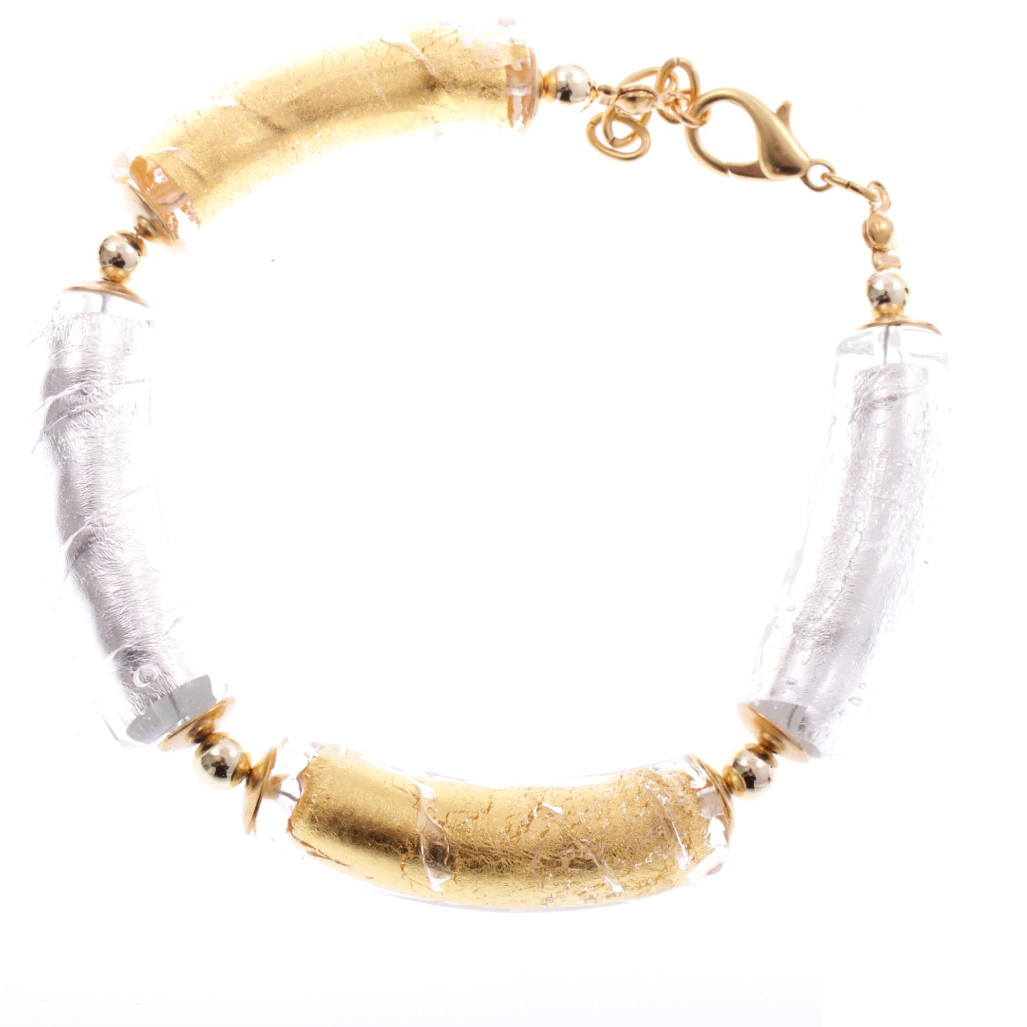 Armband Murano Glas "Lea"-gold-silber