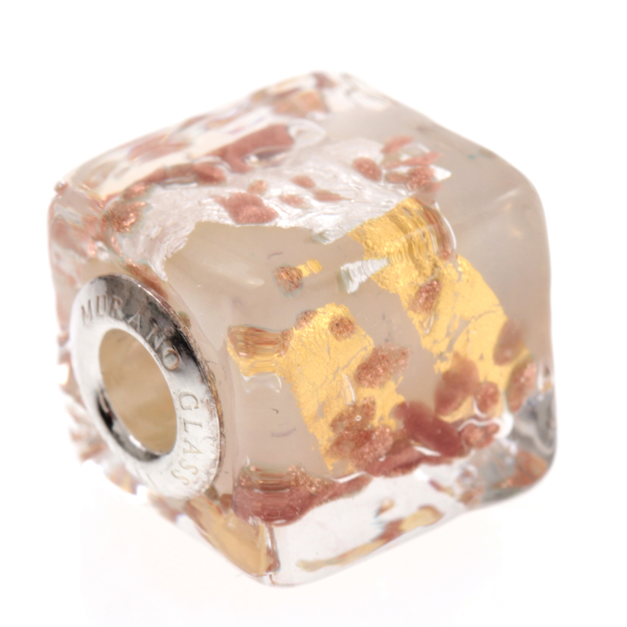 Murano Glas Bead "Rettangolo" Charm-weiss