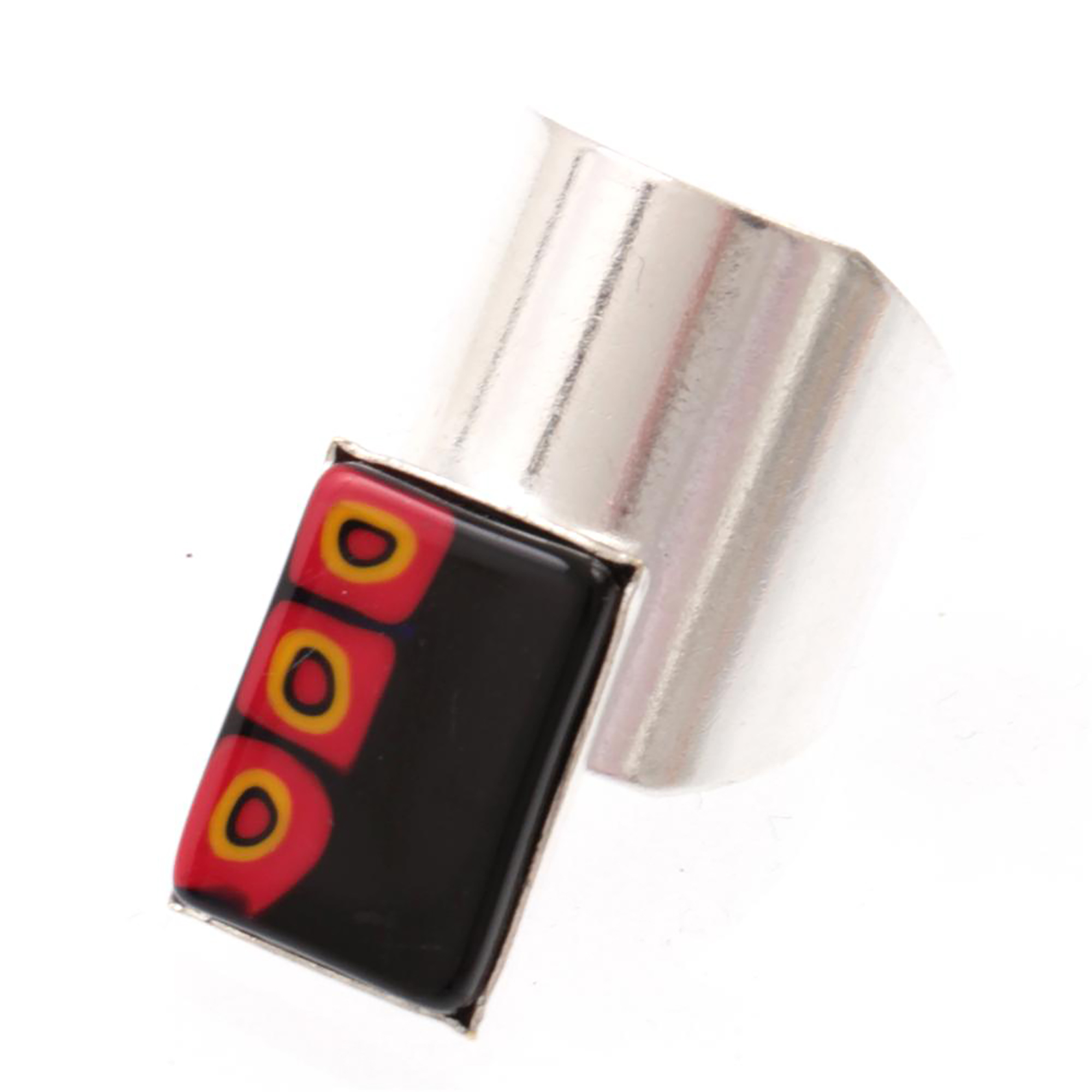 Murano Glas Ring "Bella II"-schwarz-rot