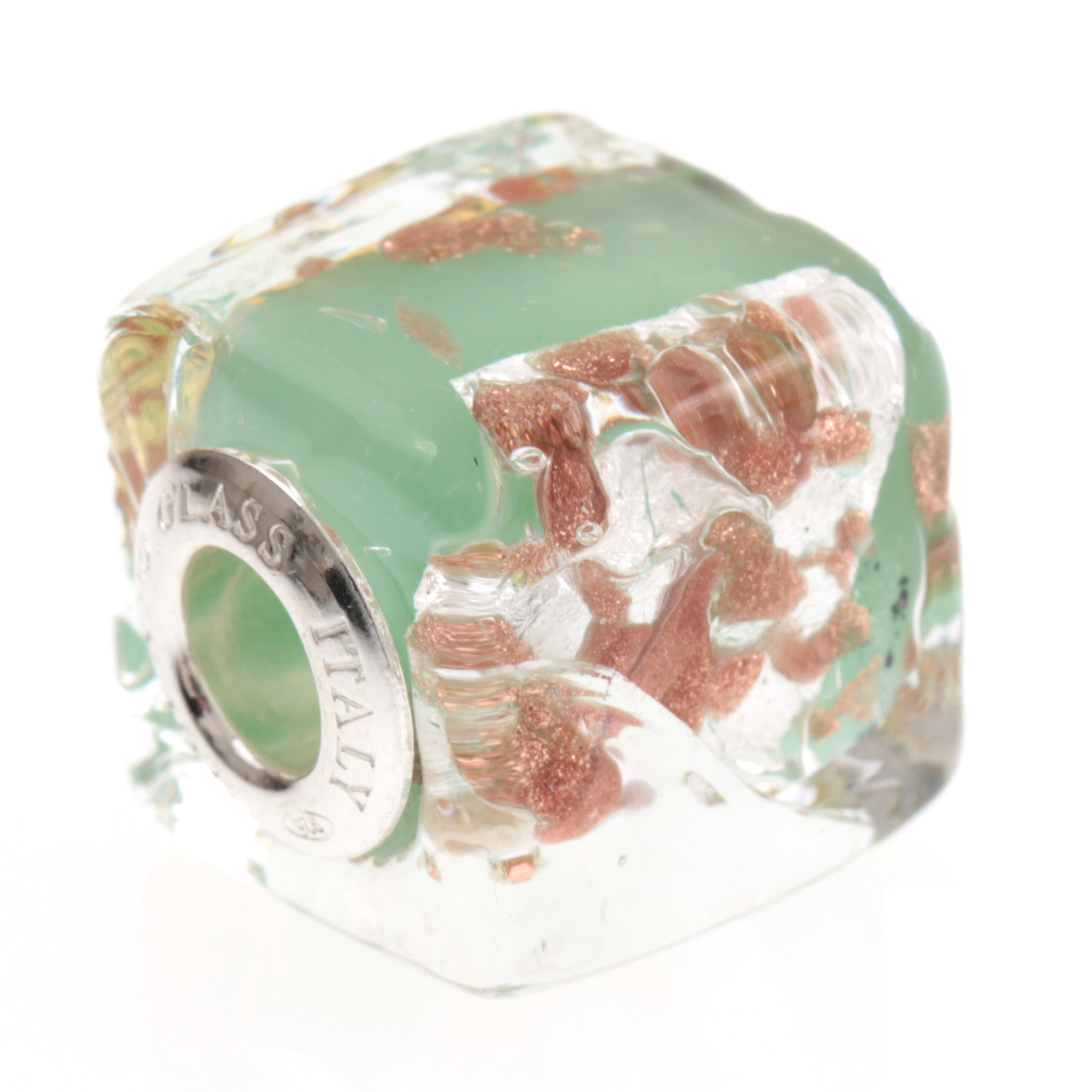 Murano Glas Bead "Rettangolo" Charm-jade