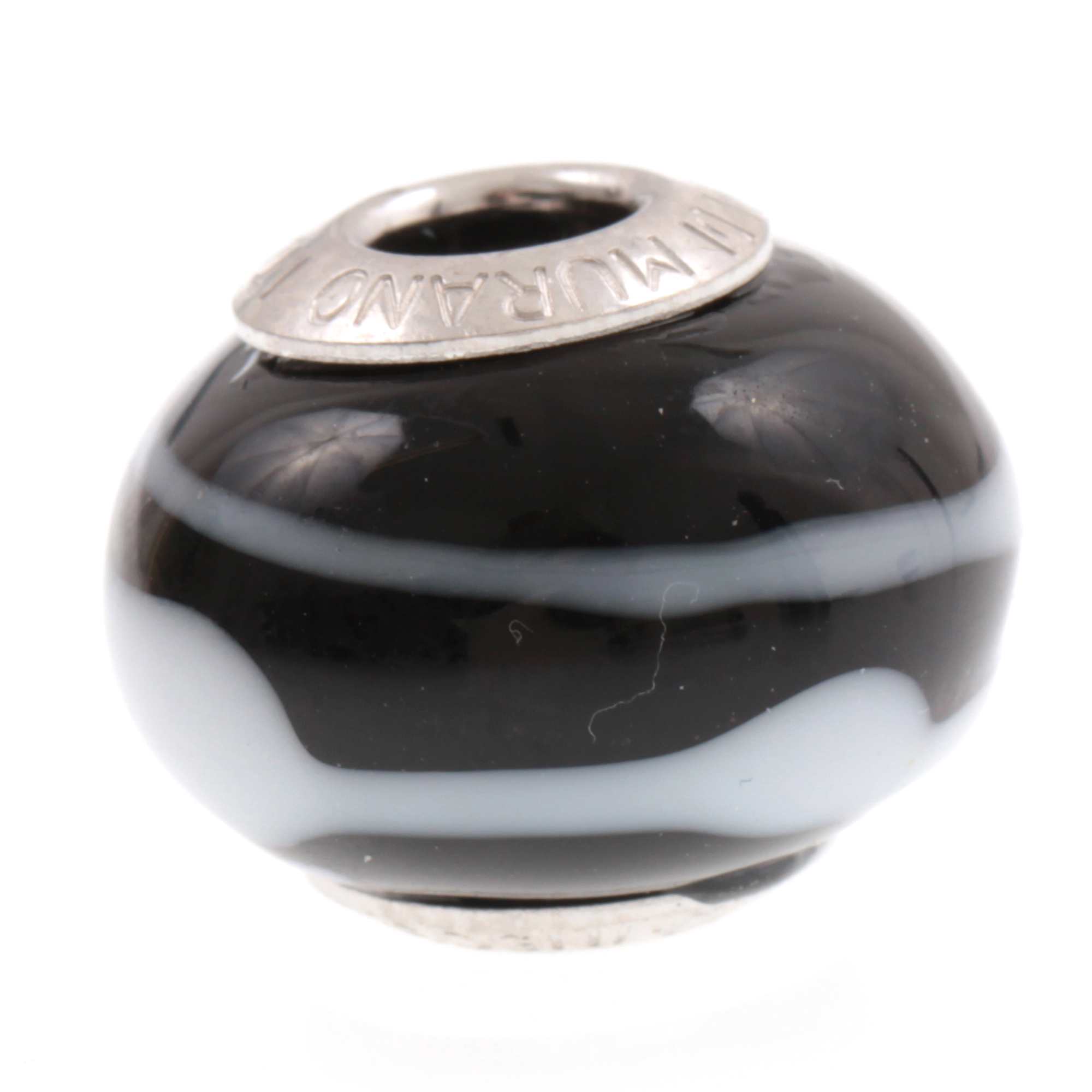 Murano Glas Bead "Ciclo II" 925 Sterling Silber Charm-schwarz-weiss