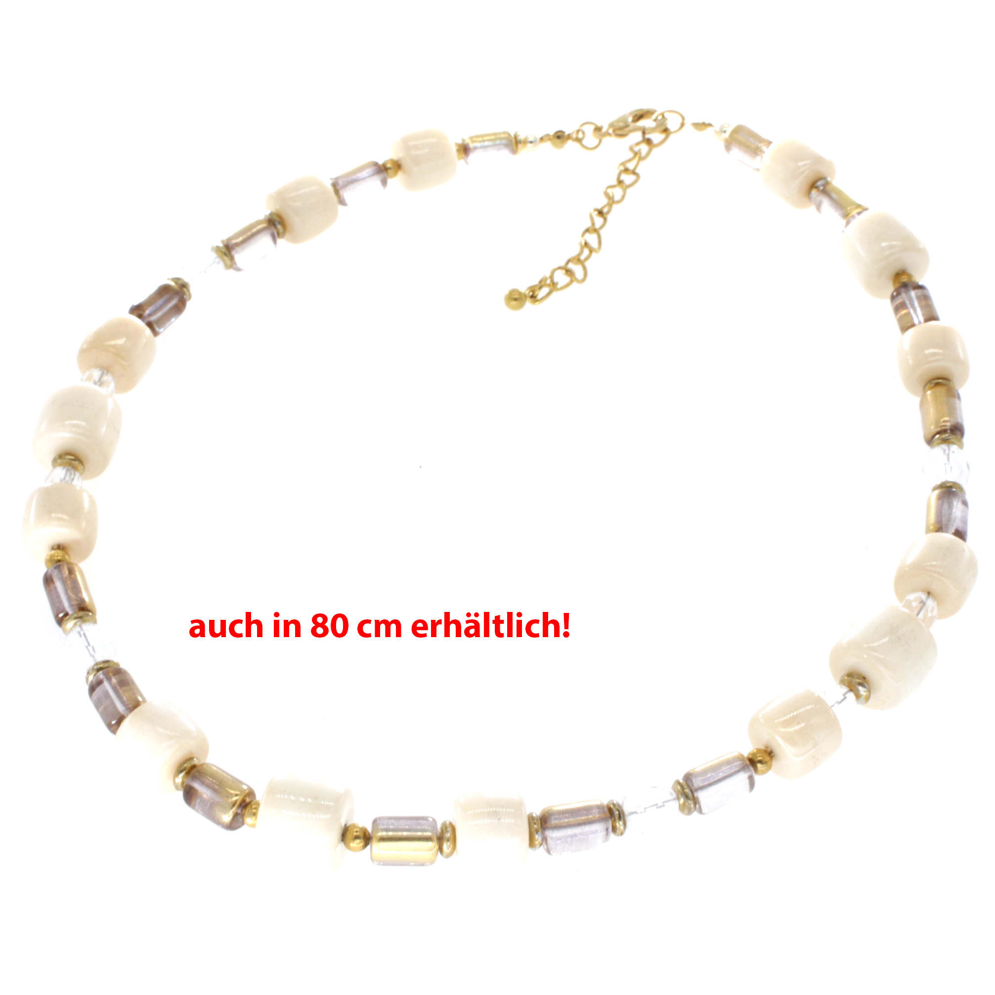 Collier Abelia - echtes Muranoglas - elfenbein gold