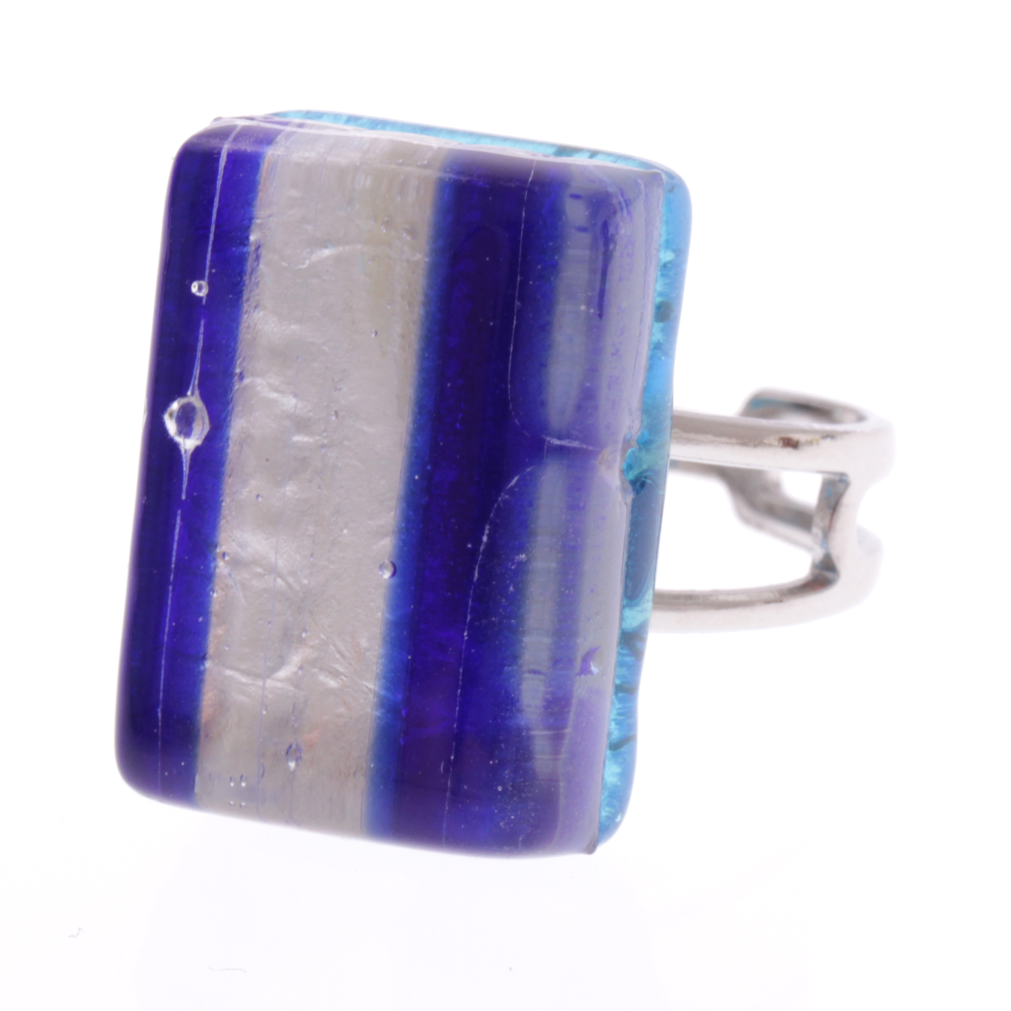 Murano Glas Ring "Brid"-blau-streifen