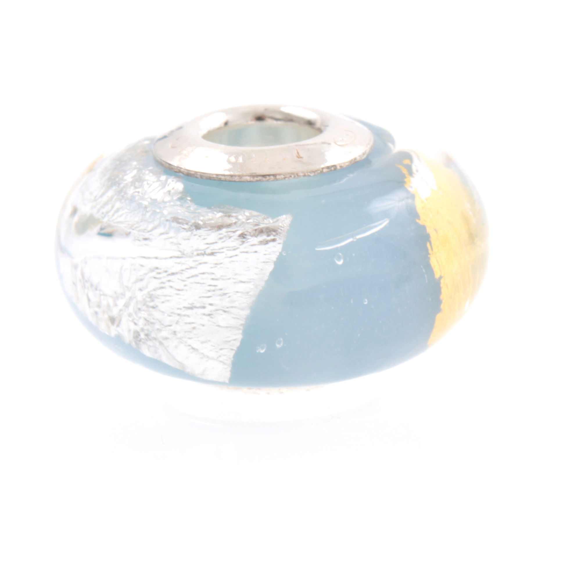 Murano Glas Bead "Ciclo" mit 925 Silber Fassung-aquamarin